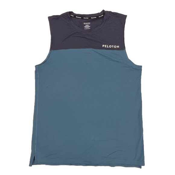 Peloton Tank Top Shirt Mens Medium Blue Teal Athletic Stretch Gym Workout Active - Picture 1 of 8